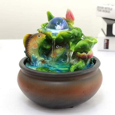 SPYXGS Desktop Water Fountain Squid Lucky Home Living Room Balcony Villa Courtyard Housewarming Gifts Small Ornaments 16X16X18Cm