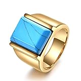 VQYSKO Retro Turquoise Signet Ring for Men Woman
