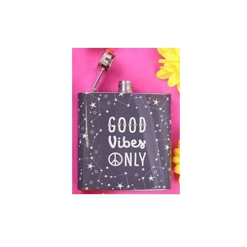 Hip Flask 6oz Stainless Steel (Good Vibes Only)
