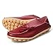 SHIBEVER Women's Leather Loafers Moccasins Wild Driving Casual Flats Oxfords Breathable Shoes Burgundy 8.5