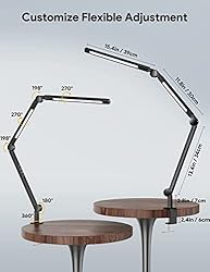 LED Desk Lamp with Clamp, Dual Light Desk Lamp for