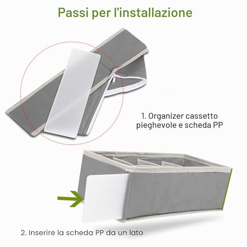 Yidaxing Underwear Organizer, Set of 8 Wardrobe Dividers Folding Storage Box Drawer Organizer for Underwear, Bras, Socks, Handkerchiefs and Ties (Grey)