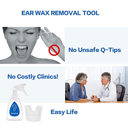 Ear Wax Removal Tool, SREMTCH Earwax Remover Kit with Washer Bottle, Hard Nozzles, Ear Basin, Bulb Syringe, Dropper Vial, 5 Soft Ear Tips for Ear Cleaning