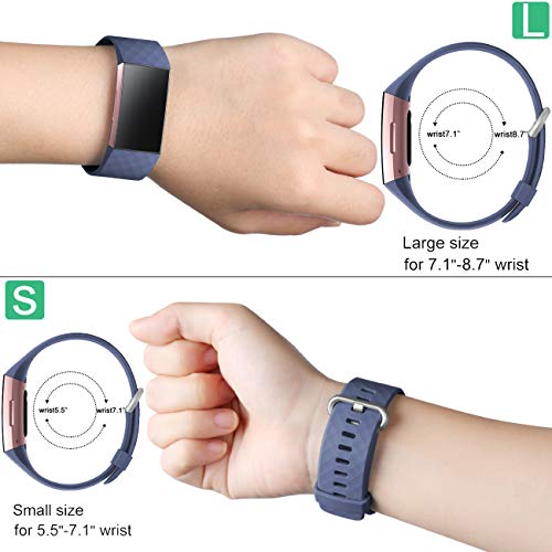 Wepro Bands Replacement Compatible Fitbit Charge 3 for Women Men Small, 3 Pack Sports Watch Band Strap Waterproof Wristband for Fitbit Charge 3 & Charge 3 SE Fitness Tracker, Black, Navy Blue, Gray - Thumbnail 7