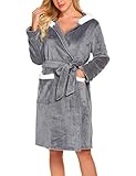 Ekouaer Womens Hooded Bathrobe Soft Lightweight