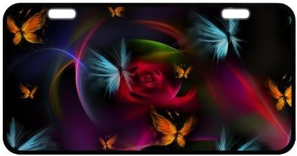Fashion Colorful Beautiful Butterfly Art Car Accessories Metal License Plate Frame 11.8" X 6.1"
