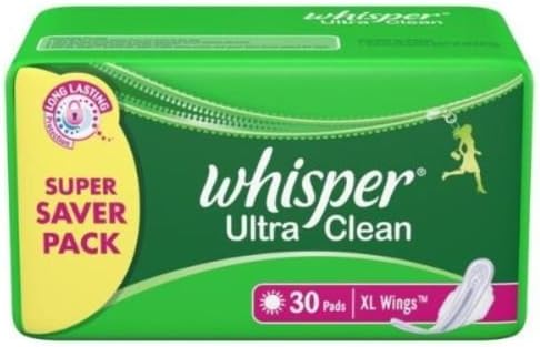 Whisper-Ultra-Clean 30 Pads-XL-Wings Feminine Napkins sanitary pads Super Saver