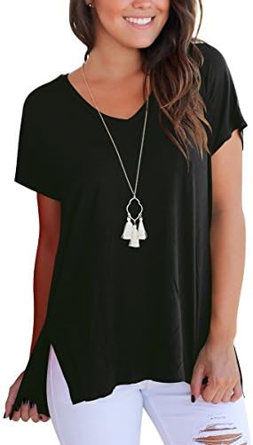 Women's Casual Short-Sleeve Classic Tee Tunic Tops Summer Loose Basic Shirt Black M