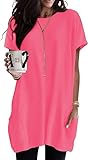 Poetsky Short Sleeve Tshirts for Women Long Shirts