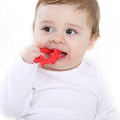 Mombella 3M+ geometry silicone baby teether toys with pacifier clip, sensory teether toy set made of soft food grade BPA free silicone with 3shapes 3colors and 3hardness, freezer and dish washer safe