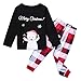 Family Matching Christmas Pajamas Set,Crytech Comfy Soft Cute Cartoon Snowman Smowflake Sleepshirt Top and Checkered Lounge Pant Parent Children Kid Xmas Holiday Sleepwear Pj Outfit (1-2 Years, Kid)thumb 3
