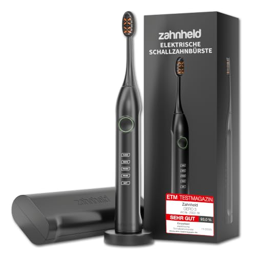 Zahnheld Gero 3 Schallzahnbürste, ETM Test SEHR GUT 93%, IPX7, Schwarz