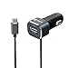 iClever BoostDrive 27W 5.4A Dual USB Car Charger (2.4A + 3A) with SmartID Technology and Build-in Type-C Cable, Gray