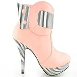 Show Story Striped Button Zipper High Heel Stiletto Platform Ankle Boots,FZ97304