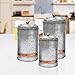 Antique Style Galvanized Metal Lidded Rustic Canister with Copper Band, Set of 3 Farmhouse Home Decor
