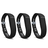 Teak Fitbit Flex Bands, Replacement Bands for The Fitbit Flex with Extra Security Clasp, Black, 3 Pack, Large