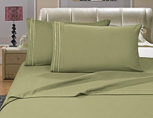 # 1 Best Seller – Bedding Set in Amazon. Highest Quality – Elegance Linen® 1500 Thread Count Egyptian Quality WRINKLE RESISTANT 4 Piece Bedding Set, Deep Pocket Up to 18 " – All Size and Colors King green