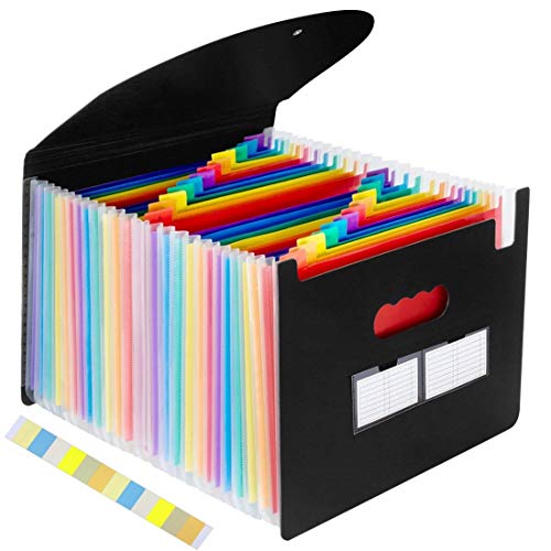 Expanding File Folder 24 Pockets, OUSL A4 Letter Size Expandable File Organizer with Cover, Monthly Accordion Document Organize (with Lid) - Thumbnail 5