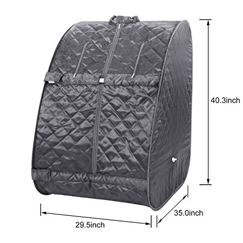 Portable Home 2L Steam Sauna with Remote Control,Indoor Foldable Steam Sauna Tent Spa Pot Loss Weight Detox Relaxation (with Foldable Chair& Timer) (Gray)