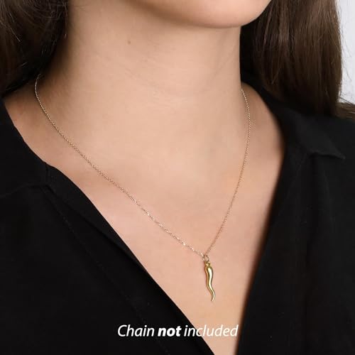 forme di Lucchetta Lucchetta 14K Italian Gold Horn Pendant Hollow for Him and Her, Suitable for Gifting Handmade in Italy, Hypoallergenic Made to Last - Fits Perfectly up to 4mm Necklace