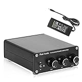 2 Channel Stereo Audio Amplifier Receiver Mini Hi-Fi Class D Integrated Amp 2.0CH for Home Speakers 100W x 2 with Bass and Treble Control TPA3116(with Power Supply) - Fosi Audio TB10A
