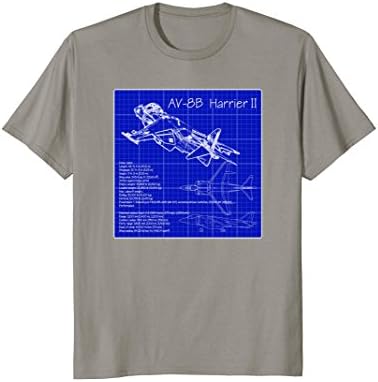 Mens Harrier V/STOL Blueprint Fun Aircraft T-Shirt For Aviators Medium Slate