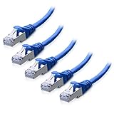 Cable Matters 5-Pack Snagless Cat 6a / Cat6a (SSTP/SFTP) Shielded Ethernet Cable in Blue 14 Feet - Available 1FT - 200FT in Length