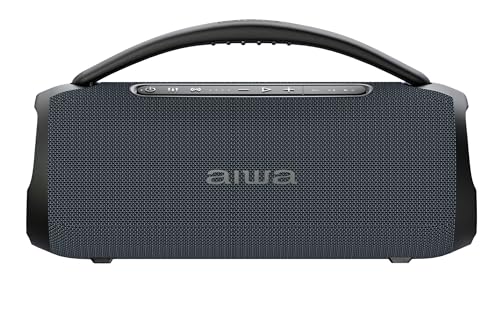 Aiwa AWQ680 Bocina Bluetooth Portátil de 30W RMS con Luces LED, Resistente al Agua IPX5, Función TWS, Bluetooth 5.3, USB hasta 32GB, Radio FM y Entrada AUX, Color Negro