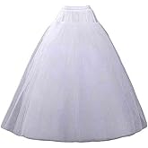 GZKUM Hoopless Petticoat Crinoline Underskirt 4 Layers Floor Length Ball Gown Slips for Wedding Dress