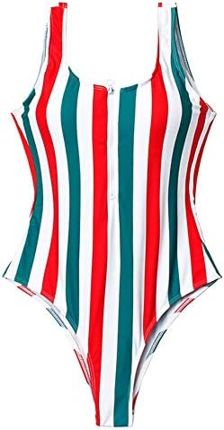 Bikini Factory Women One Piece Rainbow Printing Front Zipper Padded Monokini Swimsuit
