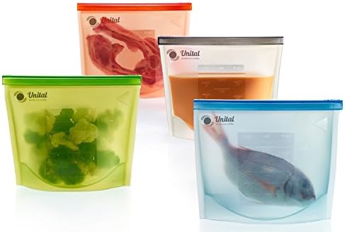 Heavy Duty, Reusable and Washable Silicone Steamer Bags - FDA Certified, Environmentally Friendly BPA Free - Microwave Steamer Bags - Reusable Sandwich Bags - Reusable Snack Bags - Pack [4 1L Pieces]