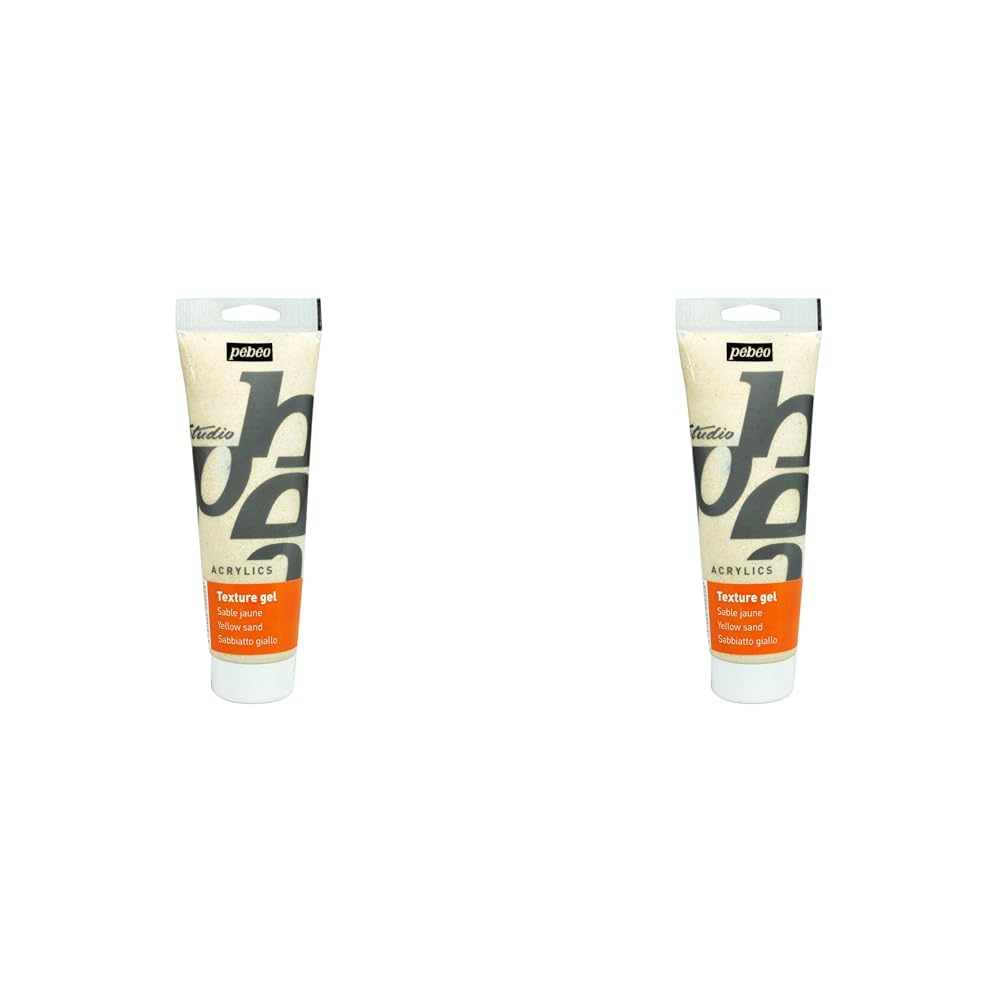PEBEO 250 ml Studio Acrylics Auxiliaries Sand Texture Gel Tube, Yellow, 525002 (Pack of 2)