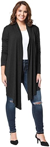 Hmera Women's Long Sleeve Draped Open Front Lightweight Cardigan