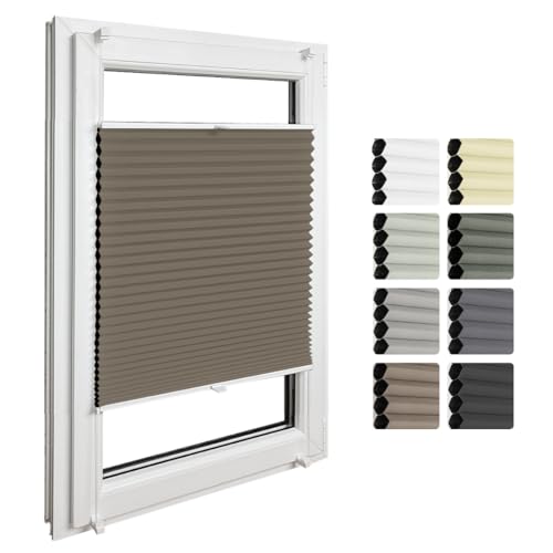 Home-Vision Premium Doppelplissee mit Klemmfix Weiß-Dunkelbraun B90xH150