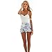 Fenyi Women's Shorts Lace V-neck Jumpsuit Rompers Sexy Casual Floral Printed Dress