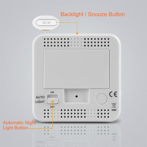 FanJu FJ3533 Digital Alarm Clock Battery Operated with Dual Alarm/Auto Night Light/Indoor Temperature and Humidity/Snooze and Date for Home - Thumbnail 4