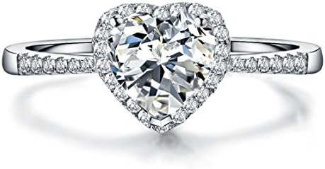 925 Sterling Silver ♥Valentine’s Day Gift♥ Heart Shape Bridal Wedding Band Engagement Ring for Women (7)