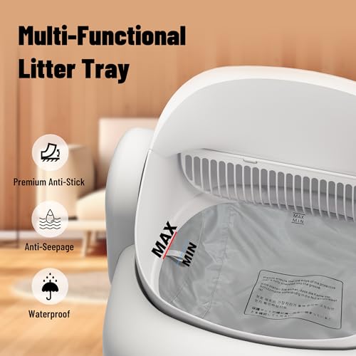 Automatic Cat Litter Box Self Cleaning for Cats, Litiere Pour Chat Autonettoyan, Large Top Entry Smart Litter Box with APP Control, Pedal Mat, Bags,15-Day Odor-Free,Robot Box Safe for Cat,Low Noise