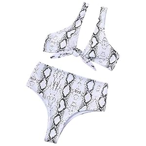 41jZY7sn71L. SS300 JERKKY Bikini de Dos Piezas Set Sexy de Las Mujeres con Cuello en V Corbata Corta Top de Talle Alto Tanga Bohemio Retro… 41jZY7sn71L. SS300