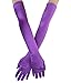 JISEN Women 20s Satin gloves Formal Bridal Banquet Party Wedding Opera Colorful Mitten 22 Inch Purple