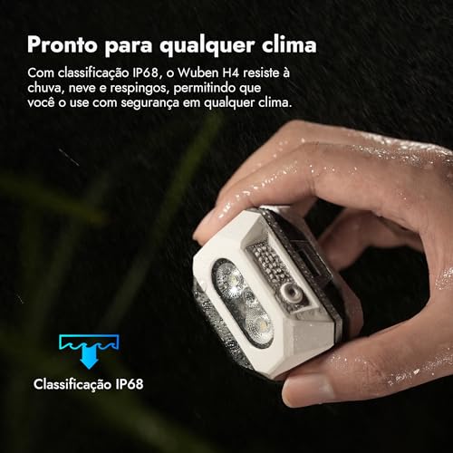 WUBEN H4 Lanterna de Cabeça Recarregável LED, 800 Lúmens, à Prova d'água IP68 Com Sensor de Movimento, Lanternas de Cabeça Com 10 Modos e Luz Vermelha, Para Camping Equipamentos, Pesca e Acampamento