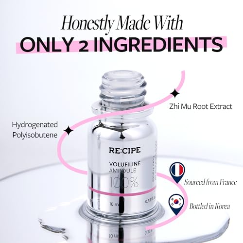RECIPE Volufiline 100% Ampoule - From France, Sederma - Pure Volufiline Serum - DIY Skin Care Booster for Face & Body – Hydrating & Age-Defying Formula for Elevated Resilience (0.33 fl oz)