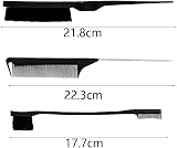 Aeuezxx 3 Pieces Hair Styling Comb Set Black Double Sided Edge Brush view 2