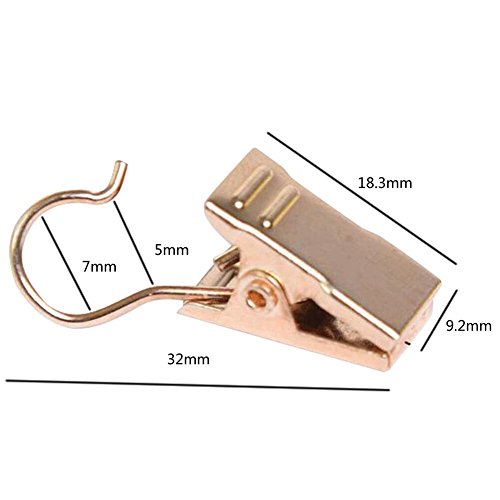 100 Pack Clip Hook Set Curtain clips for Curtain,Photos,Art Craft Dispaly,Home Decoration,gold(Hang or Clip Almost Anywhere) (Gold)