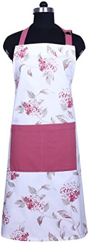 Apron, Unique Blooming Florals Design, Aprons for Women with Pockets, 100% Natural Cotton, Eco-Friendly &amp; Safe, Adjustable Neck &amp; Waist ties, Machine Washable, Cute Apron by CASA DECORS