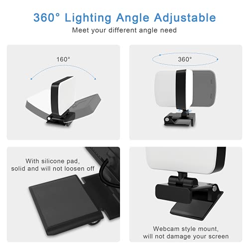 sylvwin Video Conference Lighting,Webcam Light with 3 Light Modes and Stepless Dimming,Zoom Call Lighting for Video Recording/Live Streaming/Remote Working/Online Meeting& Laptop Video Conferencing