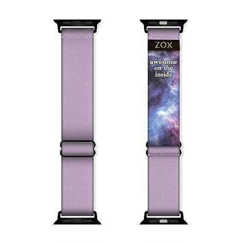 ZOX Apple Watch Band – Orchid | Soft, Adjustable Elastic Band with Motivational Affirmations and Beautiful Artwork – Gifts for Men, Women & Teens (44/45/46mm & Ultra 1+2)
