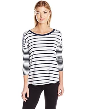 Performance Women's Stripe Mix Drop Shoulder 3/4 Sleeve Tee