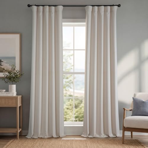 HPD Half Price Drapes Faux Linen Textured Room Darkening Curtains for Bedroom 120 Inches Long (1 Panel), 50W X 120L Curtains for Living Room Home Decor, Birch