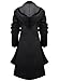 Azbro Women Winter Outdoor Wool Blended Classic Hooded Pea Coat Jacket, Black M